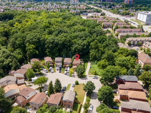 Aerial View of Property Backing Forest