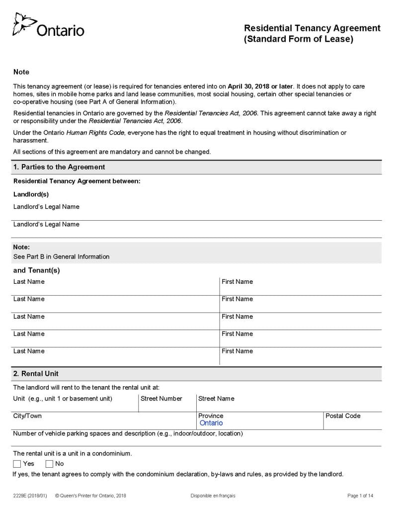 Understanding the New Ontario Standardized Lease Agreement Team Masterson